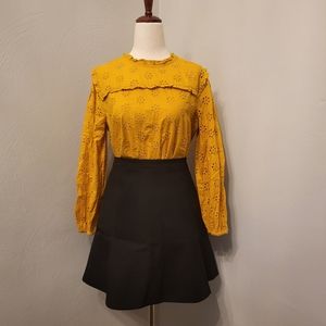 SOLD NWT J. Crew factory Mustard Eyelet Long Sleeve Blouse Style AS183 Size XS